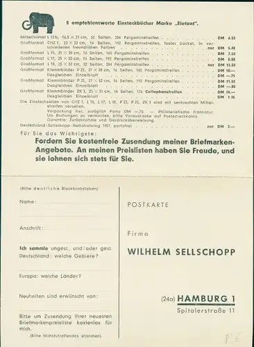 Klapp Ak Hamburg, Firma Wilhelm Sellschopp, Briefmarkenhändler, Einsteckbücher Marke Elefant