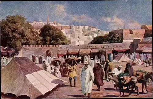 Ak Tanger Marokko, Marktszene