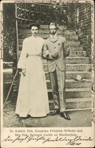 Ak Kronprinz Wilhelm von Preußen, Kronprinzessin Cecilie von Preußen, Portrait