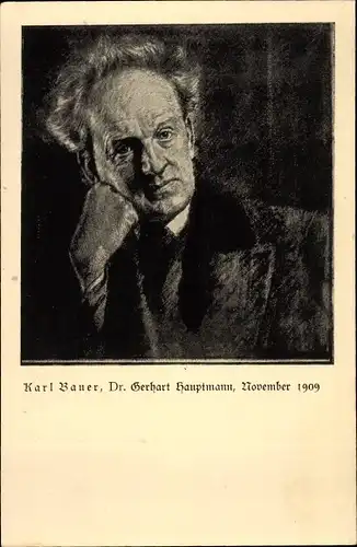 Künstler Ak Bauer, Karl, Schriftsteller Gerhart Hauptmann, Portrait