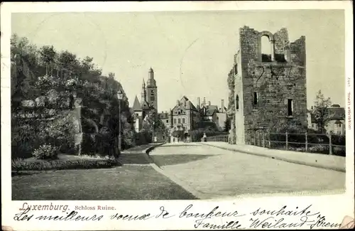 Ak Luxemburg Luxembourg, Schloss Ruine