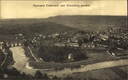 Ak Echternach Luxemburg, Panorama, Blick vom Ernzerberg
