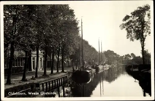 Ak Oldeboorn Friesland Niederlande, Weeze Oosteinde, Kanalpartie