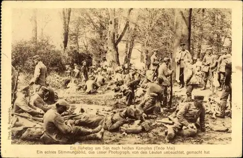Ak Deutsche Soldaten, Ein Ruhetag nach heißen Kämpfen, Stimmungsbild, I. WK
