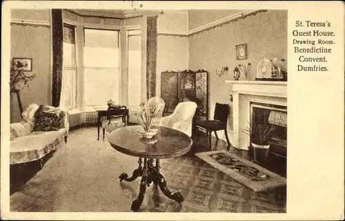 Ak Dumfries Schottland, St. Teresa's Guest House, Drawing Room, Benedictine Convent