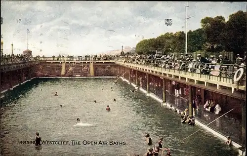 Ak Westcliff on Sea Southend on Sea Essex England, The open air baths