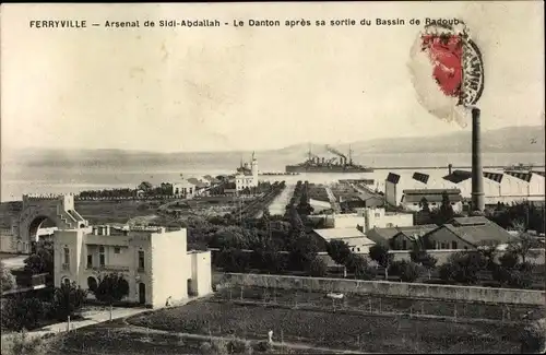Ak Ferryville Algerien, Arsenal de Sidi Abdallah, le Danton après sa sortie du Bassin de Radoub