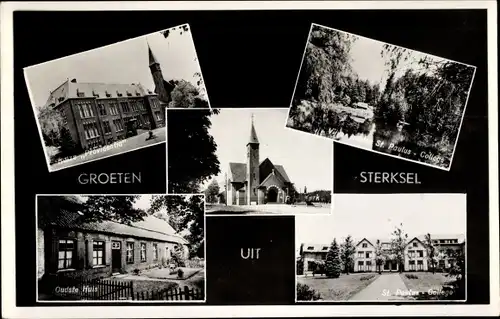 Ak Sterksel Nordbrabant Niederlande, Oudste Huis, St. Paulus College Gebäude und Teich