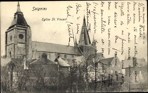 Ak Soignies Wallonien Hennegau, Eglise St. Vincent