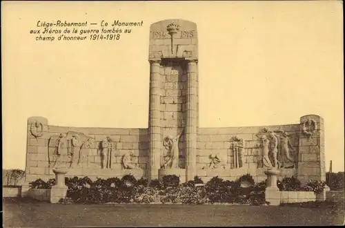 Ak Liège Lüttich Wallonien, Robermont, Le Monument aux Heros de la guerre tombes, 1914-1918