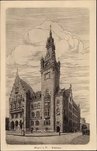 Künstler Ak Hagen in Westfalen, Rathaus