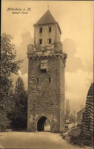 Ak Miltenberg in Unterfranken Bayern, Blick auf Spitzer Turm