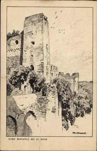 Künstler Ak Ubbelohde, Otto, Sankt Goar am Rhein, Ruine Rheinfels, Nr. 4