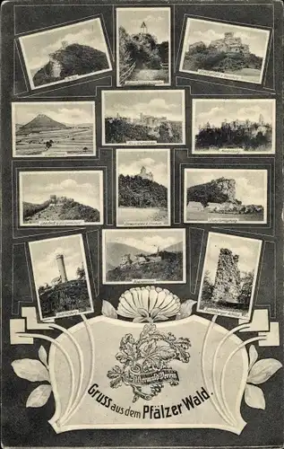Ak Gruss aus dem Pfälzer Wald, Detailansichten, Ruinen
