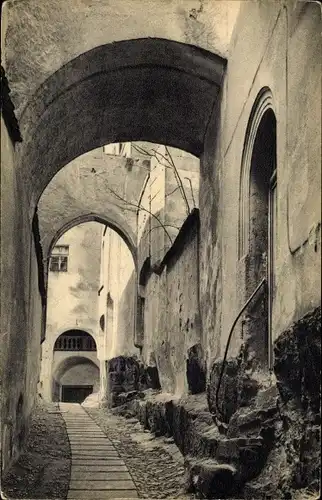 Ak Weesenstein im Müglitztal, Felsengang im Schloss, Torbogen