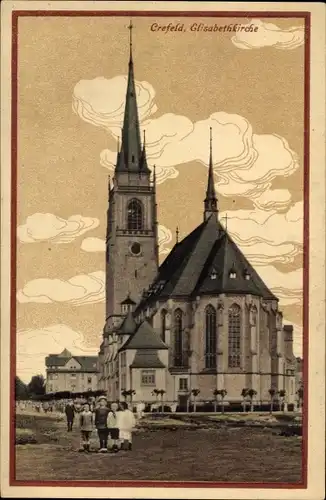 Ak Krefeld am Niederrhein, Blick auf die Elisabethkirche