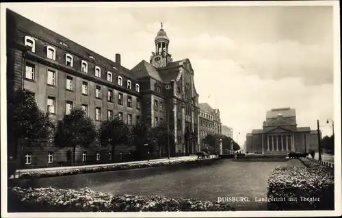 Ak Duisburg im Ruhrgebiet, Landgericht mit Theater