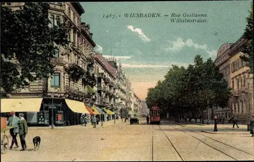 Ak Wiesbaden in Hessen, Wilhelmstraße, Tram