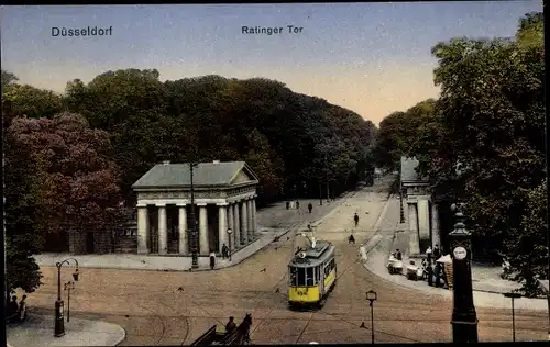 Ak Düsseldorf am Rhein, Ratinger Tor, Straßenbahn