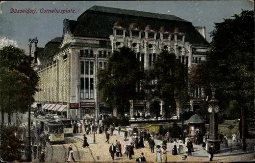 Ak Düsseldorf am Rhein, Corneliusplatz, Straßenbahn