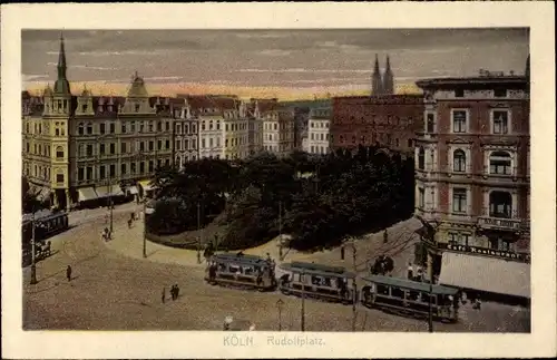 Ak Köln am Rhein, Rudolfplatz, Tram