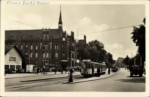 Ak Frankfurt an der Oder, Platz der Republik, Straßenbahn