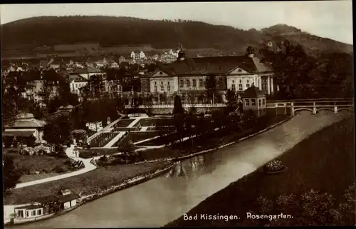 Ak Bad Kissingen Unterfranken Bayern, Rosengarten, Fluss, Brücke