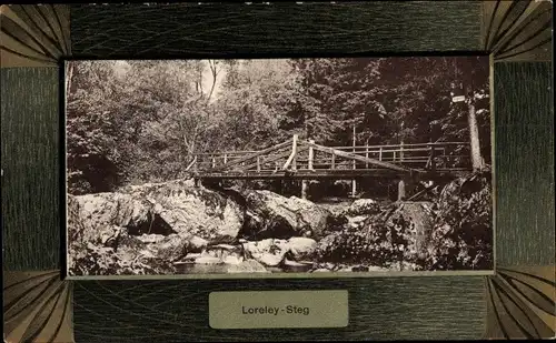 Passepartout Ak Sankt Goarshausen am Rhein, Loreley Steg