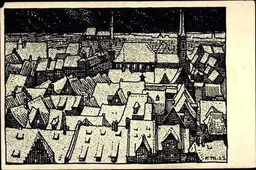 Künstler Ak Nürnberg in Mittelfranken, Blick von der Freiung über die Stadt