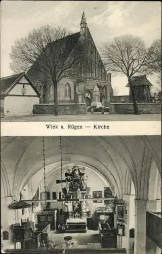 Ak Wiek auf der Insel Rügen, Kirche von innen und außen