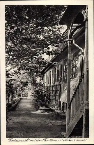 Ak Weimar in Thüringen, Goethe-Nationalmuseum, Gartenansicht mit den Fenstern des Arbeitszimmers