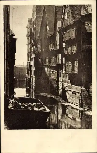 Ak Hamburg, Deichstraßenfleet, beladenes Boot