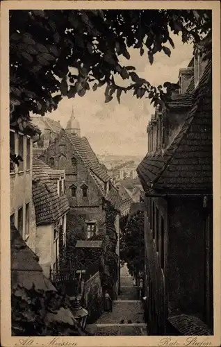 Ak Meißen an der Elbe, Altstadt, Rote Stufen, Blick nach unten