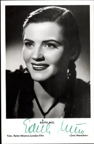 Ak Schauspielerin Edith Mill, Portrait, Autogramm