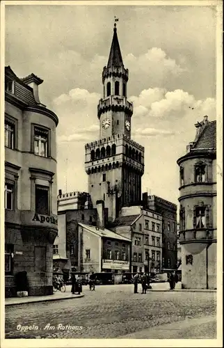 Ak Opole Oppeln Schlesien, Am Rathaus, Apotheke