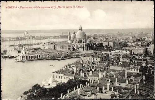 Ak Venezia Venedig Veneto, Panorama dal Campanile di S. Marco verso la Salute