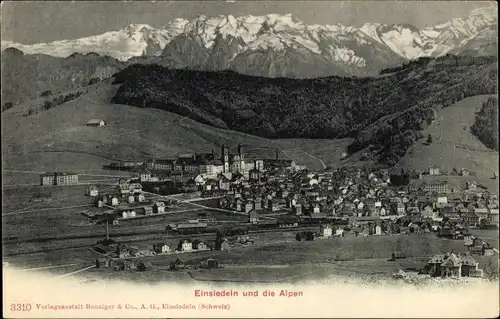 Ak Einsiedeln Kanton Schwyz Schweiz, Gesamtansicht, Alpen