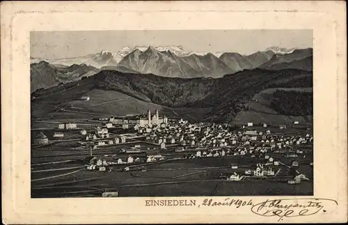 Ak Einsiedeln Kanton Schwyz Schweiz, Gesamtansicht, Alpen
