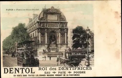 Ak Paris VI, Fontaine Saint Michel, Dentol, Roi des Dentifrices, Reklame