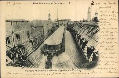 Ak Paris VIII, Grands Magasins du Printemps, Verriere exterieure