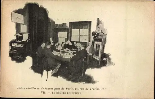 Ak Paris IX., Union chretienne de Jeunes gens de Paris, Rue de Trevise, le Comite Directeur