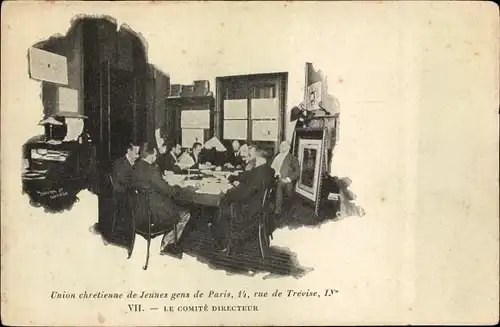 Ak Paris IX., Union chretienne de Jeunes gens de Paris, Rue de Trevise, le Comite Directeur