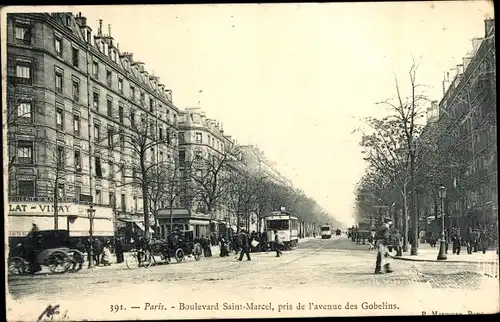 Ak Paris V, Boulevard Saint Marcel, pris de l'avenue des Gobelins