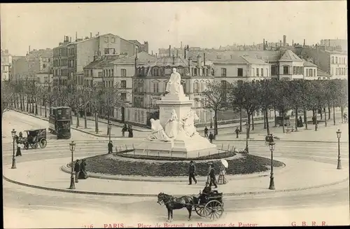 Ak Paris VII, Place de Breteuil et Monument de Pasteur