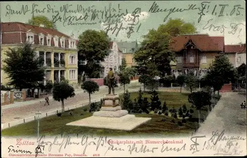 Ak Zittau in Sachsen, Ottokarplatz mit Bismarckdenkmal