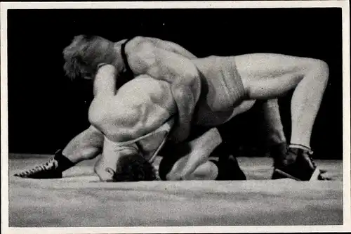 Sammelbild Olympia 1936, Ringer Palusalu und Hornfischer