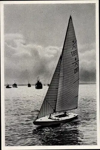 Sammelbild Olympia 1936, Deutsche Segeljacht Wannsee von Dr. Bischoff, Starklasse