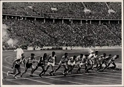 Sammelbild Olympia 1936, 1500m Lauf, Start, Schaumburg, Böttcher