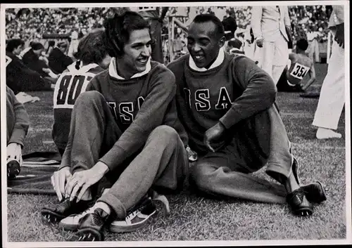 Sammelbild Olympia 1936, Leichtathleten Jesse Owens und Helen Stephens