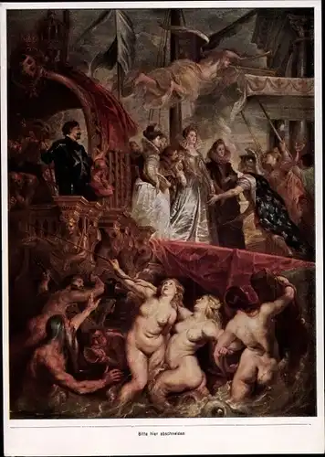 Sammelbild Die Malerei des Barock, Peter Paul Rubens, Empfang der Maria de Medici in Marseille